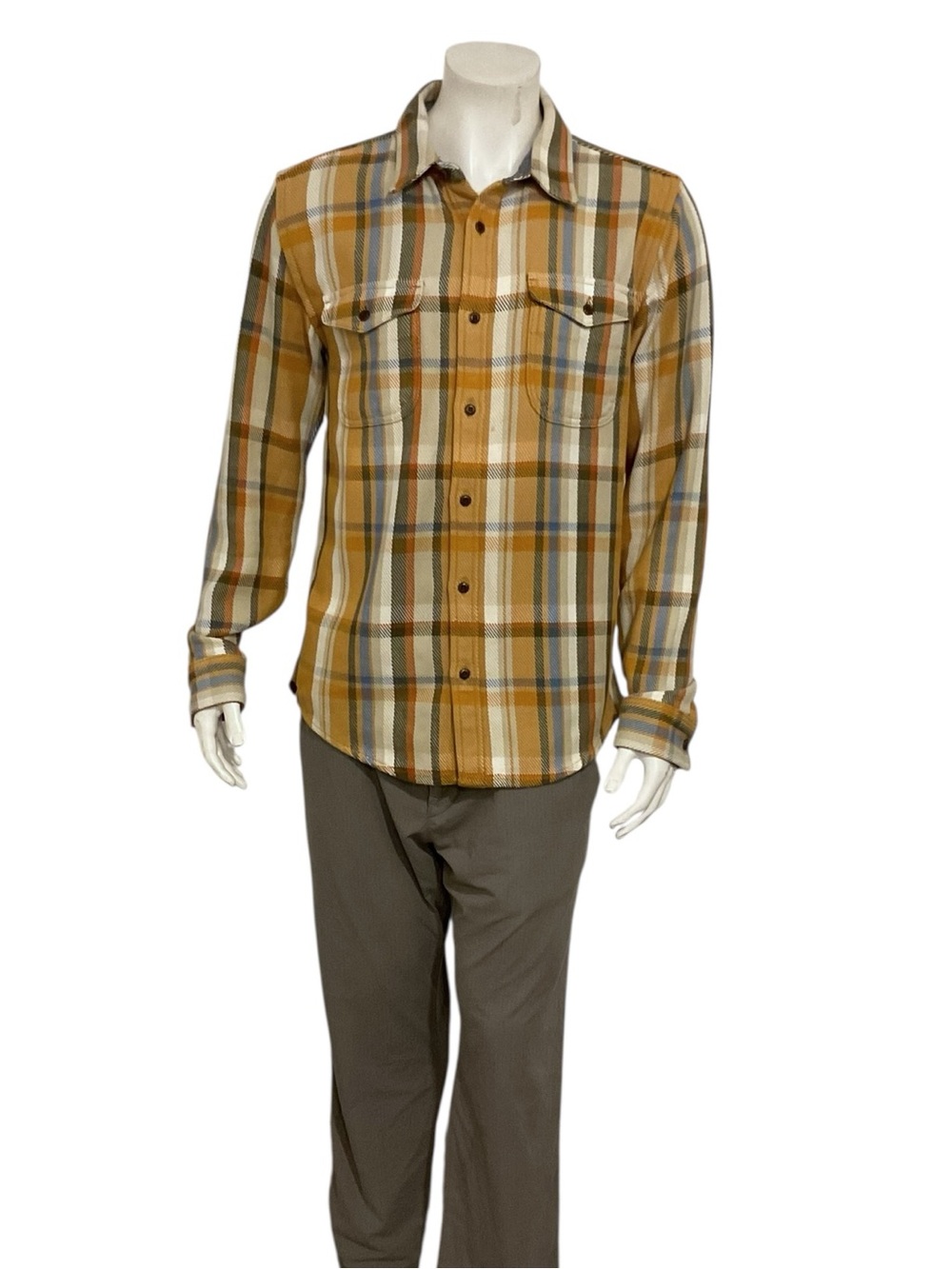 OUTERKNOWN Men's Mustard Plaid Button-Up Shirt